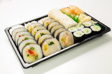 sushi takeaway on a white background