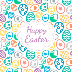 Happy Easter greeting card background color of the eggs seamless pattern