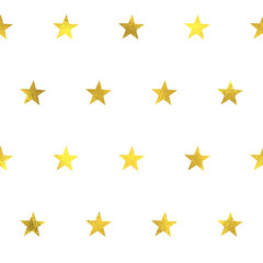 Gold glittering foil seamless pattern background with stars