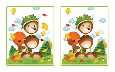 Cartoon character made from chestnuts - illustration for the children