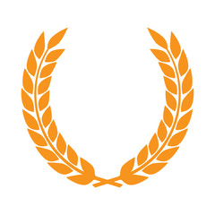 Vector gold award laurel wreath. Winner label, leaf symbol victory, triumph and success