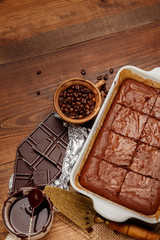 chocolate cake on a baking sheet