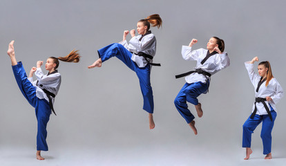 The collage of karate girl with black belt © master1305
