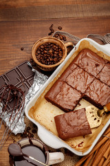 chocolate cake on a baking sheet