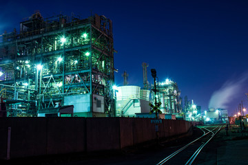Fototapeta na wymiar 京浜地区・川崎の工場の夕景・夜景