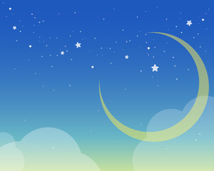 Obraz na płótnie Canvas 星と月が綺麗なグラフィカルな夜空