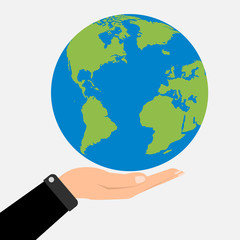 Businessman hands holding globe earth. 
