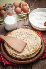 Pile of traditional Polish pancakes.