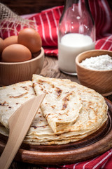 Pile of traditional Polish pancakes.