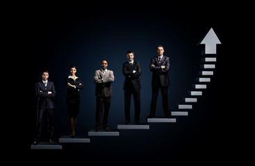 business team is standing on a graph