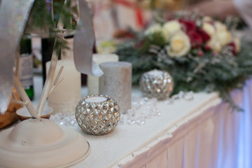 Elegant, luxury wedding reception catering table, christmas them
