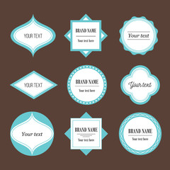 Vector decorative labels set. Design elements, templates for packaging, identity, logos, branding.