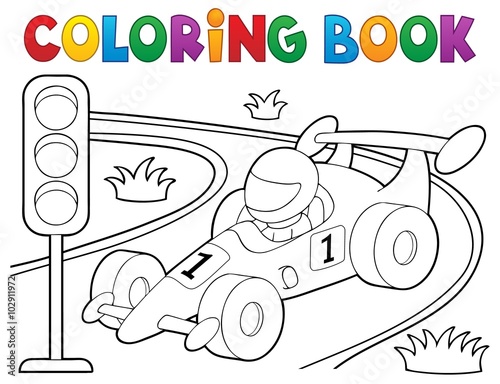 "Coloring book racing car theme 1" Stock image and royalty-free vector