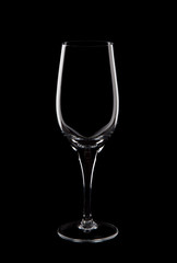 Empty  wine glass on black background studio shot