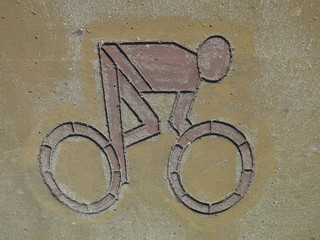Cyclist graphic on cycle path
