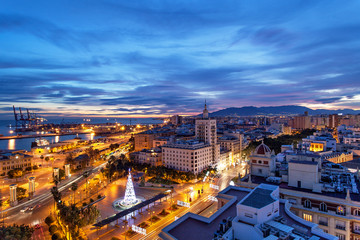Malaga, Andalusia, Spain, view from the roof of building  - obrazy, fototapety, plakaty