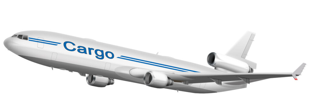 Frachtflugzeug weiss, freigestellt