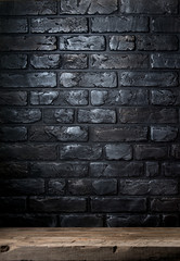 Brick wall and table