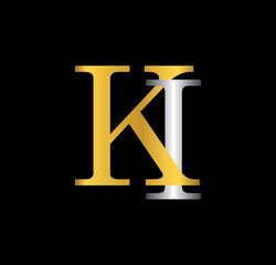 KI initial letter with gold and silver