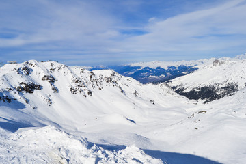 Fototapeta na wymiar Winter landscape with snow covered mountains