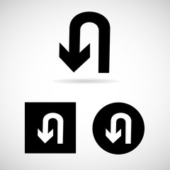 U-Turn Roadsign - road sign with turn symbol isolated Vector EPS10, Great for any use. © Matsuo Studio