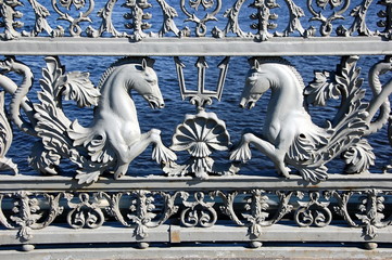 Fragment of  lattice of the Annunciation bridge (ex. bridge Lieutenant Schmidt) against the...