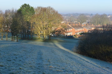Fototapeta na wymiar A winters morning on the outskirts of Crawley, West Sussex