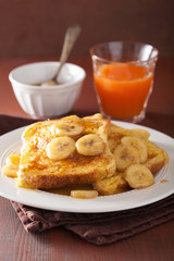 french toasts with caramelized banana for breakfast
