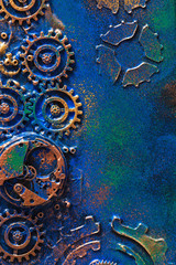 handmade steampunk background mechanical cogs wheels clockwork