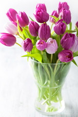 beautiful purple tulip flowers bouquet in vase