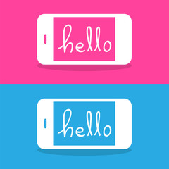 Hello on Smart Phone Vector EPS10, Great for any use.