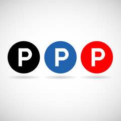 Black , Blue , Red Parking sign Vector EPS10, Great for any use.
