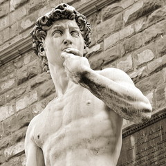 The most famous statue in Florence, David of Michelangelo, Italy