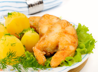 Slices of grilled sea bass