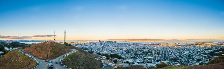 Panoramic view of downtown San Francisco from the Twin Peaks