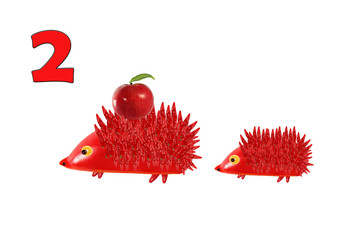 Learning to count. Cartoon figures of vegetables and fruits, as