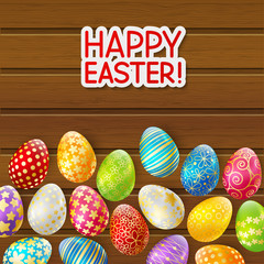 Easter greeting card with color eggs 