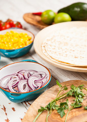 Tortilla with a mix of ingredients