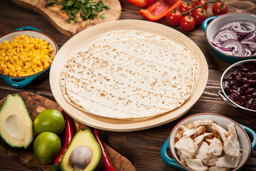 Tortilla with a mix of ingredients