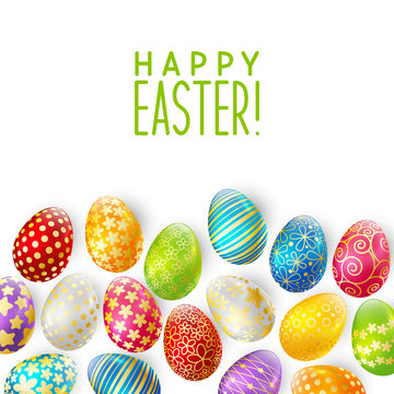 Easter greeting card with color eggs