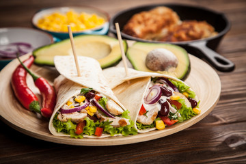 Tortilla with a mix of ingredients