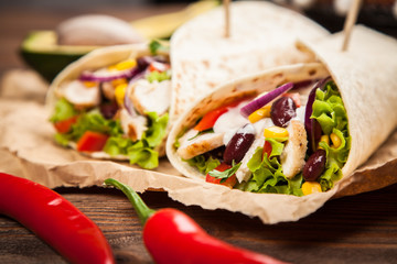 Tortilla with a mix of ingredients