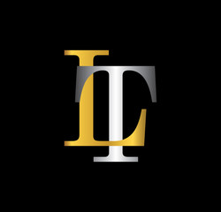 LT initial letter with gold and silver