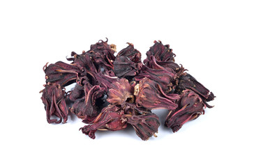 Dried roselle isolated on the white background.