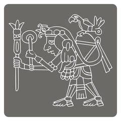 monochrome icon with symbols from Aztec codices for your design