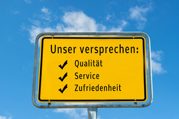 Unser versprechen Schild