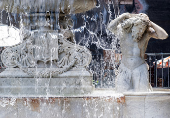 detail of the Amenano fountain, in catania, Sicily,Italy
