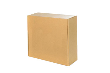 Closed cardboard Box or brown paper box isolated with soft shado