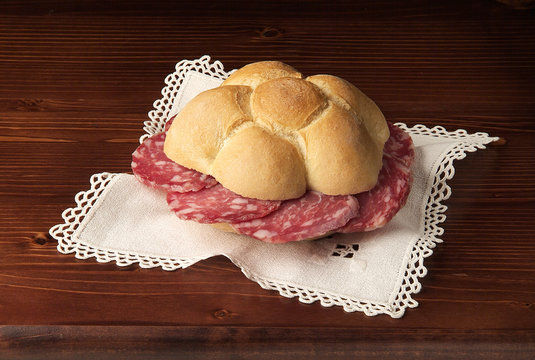 Classic Italian sandwich with salami
