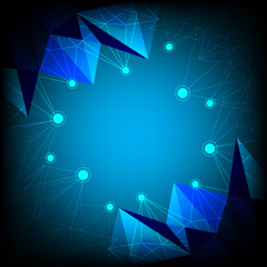 polygonal and dark blue background